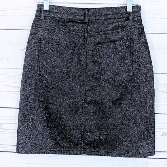 NWT ~ SOAKED IN LUXERY Silver Glitter  Skirt - Picture 2 of 8